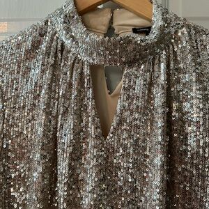 Sparkling silver sequin blouse